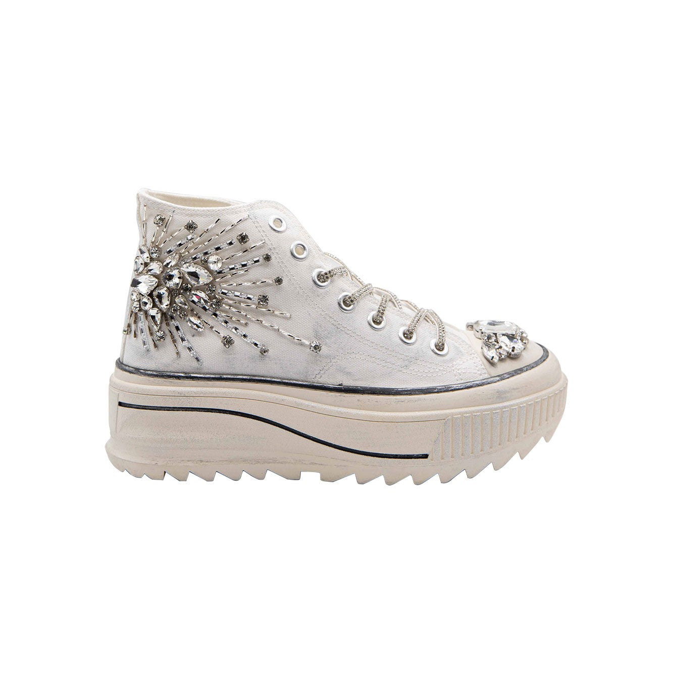 Sneaker fabric high - Bianco