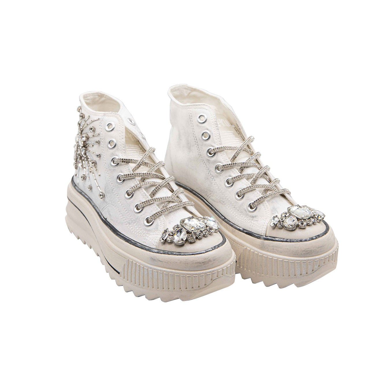 Sneaker fabric high - Bianco